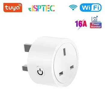 Tuya wifi 16a uk smart plug mini smart socket fernbedienung sprach steuerung mit energie monitor timer smart home google home alexa