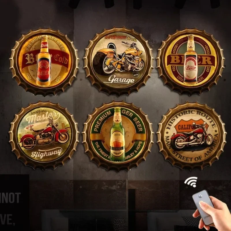 Beer House Wall LED Light Pendant Retro Industrial Style Luminous Beer Cover Wall Decoration Bar and Restaurant Wall Handicrafts
Beer House Wall LED Light Pendant Retro Industrial Style Luminous Beer Cover Wall Decoration Bar and Restaurant Wall Handicrafts