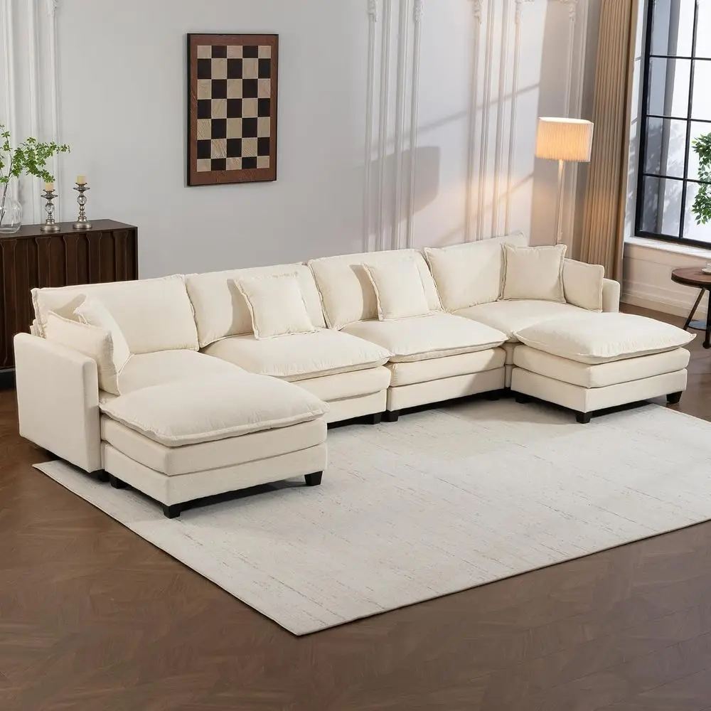 150 Sectional Cloud Sofa with Ottoman and Pillows for Living Room and Bedroom
150 Sectional Cloud Sofa with Ottoman and Pillows for Living Room and Bedroom