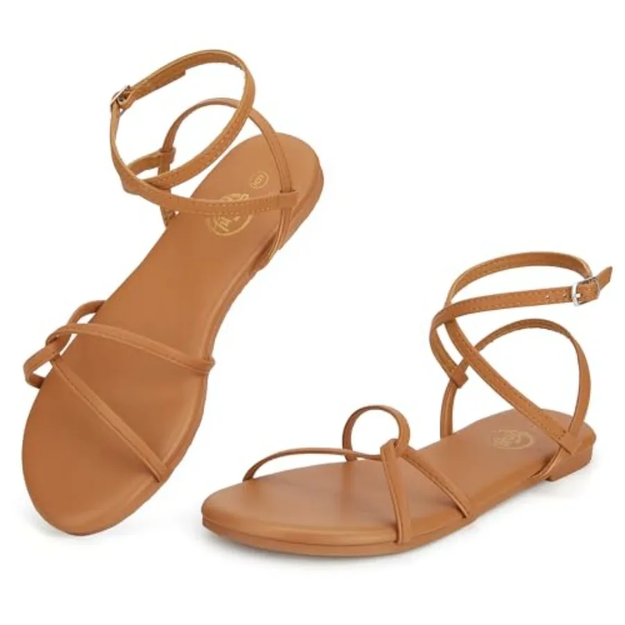 Trary Women's Flat Sandals, Strappy Cross Lace Up Ankle Strap Summer Dressy Beach Shoes, Lightweight Open Toe Gladiator Shoes T
Trary Women's Flat Sandals, Strappy Cross Lace Up Ankle Strap Summer Dressy Beach Shoes, Lightweight Open Toe Gladiator Shoes T