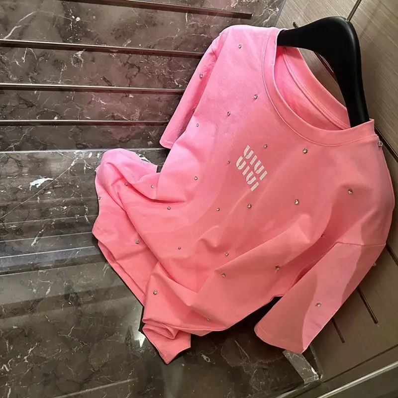 Summer Round Neck Diamons Casual Fashion T-shirt Female Short Sleeve Loose All-match Vintage Top Women Oversized Pullover Tee
Summer Round Neck Diamons Casual Fashion T-shirt Female Short Sleeve Loose All-match Vintage Top Women Oversized Pullover Tee