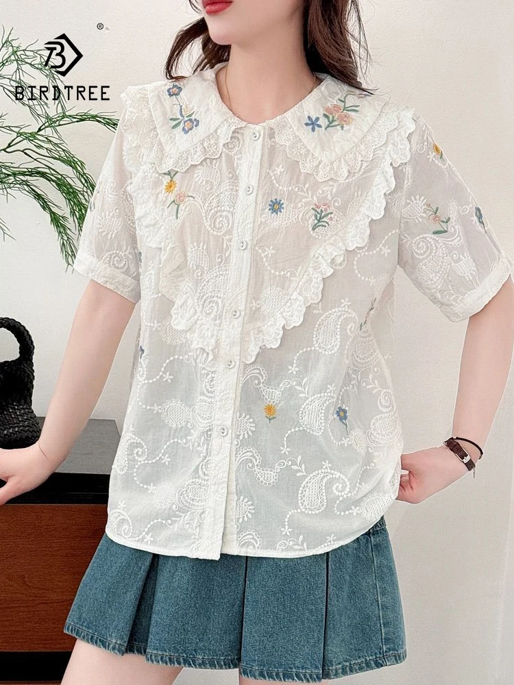 New 2026 Summer Women Cotton Short Sleeve Shirt, Peter Pan Collar Embroidery, Mori Girl French Commute INS Loose Blouse T64083CC
New 2026 Summer Women Cotton Short Sleeve Shirt, Peter Pan Collar Embroidery, Mori Girl French Commute INS Loose Blouse T64083CC
