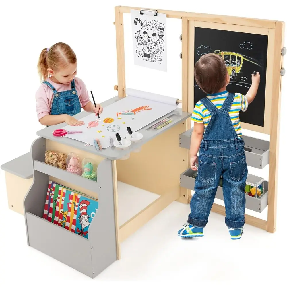 Easel or Kids, Wooden Art Center with Double-Sided Blackboard & Whiteboard, Paper Roll or Ding, Crats, Writing, Toddler Activity
Easel or Kids, Wooden Art Center with Double-Sided Blackboard & Whiteboard, Paper Roll or Ding, Crats, Writing, Toddler Activity