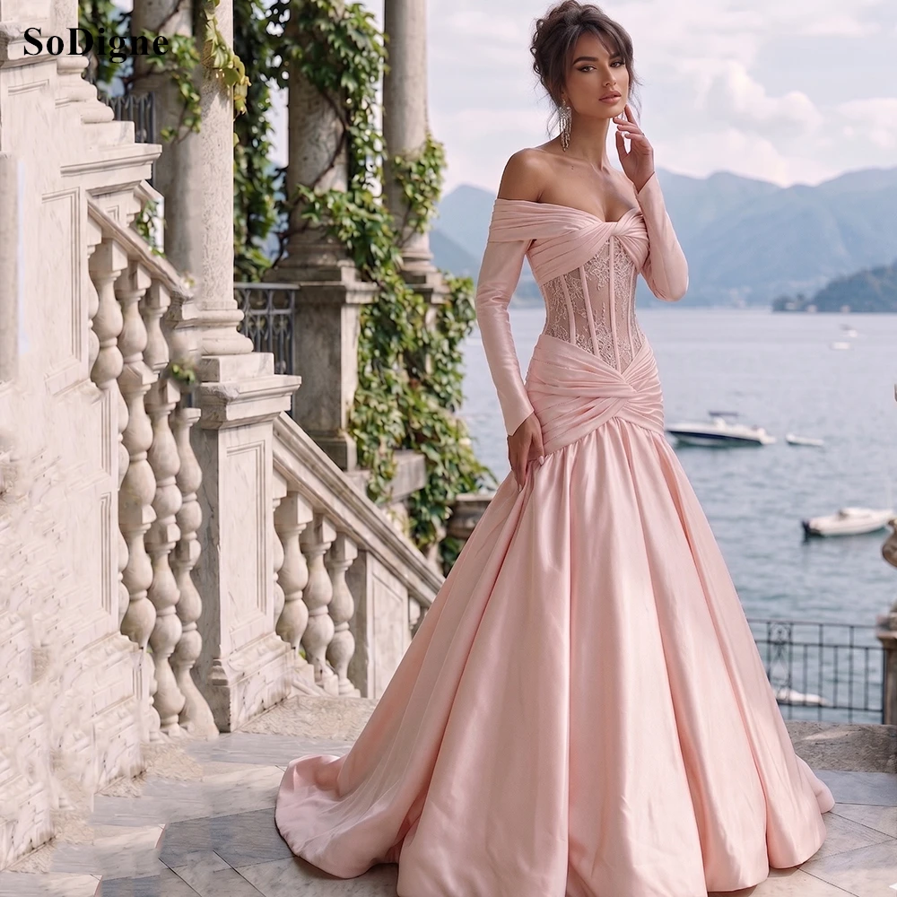 SoDigne Exquisite Satin Evening Dresses Pleated Low Cut-out Off The Shoulder Lace Party Gowns 2026 A-Line Prom Dress Customized
SoDigne Exquisite Satin Evening Dresses Pleated Low Cut-out Off The Shoulder Lace Party Gowns 2026 A-Line Prom Dress Customized