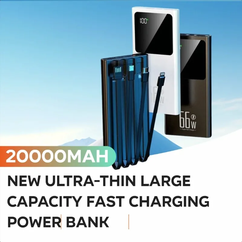 New Ultra-thin 20000mAh Large Capacity Fast Charging Power Bank with Built-in Cable 66W Bidirectional
New Ultra-thin 20000mAh Large Capacity Fast Charging Power Bank with Built-in Cable 66W Bidirectional