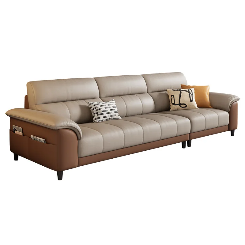 Leather sofa color matching first-layer cowhide small apartment living room high backrest Foshan furniture straight
Leather sofa color matching first-layer cowhide small apartment living room high backrest Foshan furniture straight