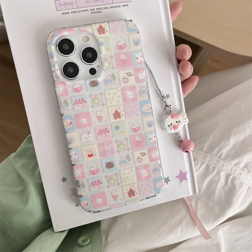 Full Screen Cute Checkered Hello Kitty Phone Case For iPhone 16 15 14 Plus 13 12 11Pro Max XR XS Soft Anti Drop Silicone Cover
Full Screen Cute Checkered Hello Kitty Phone Case For iPhone 16 15 14 Plus 13 12 11Pro Max XR XS Soft Anti Drop Silicone Cover