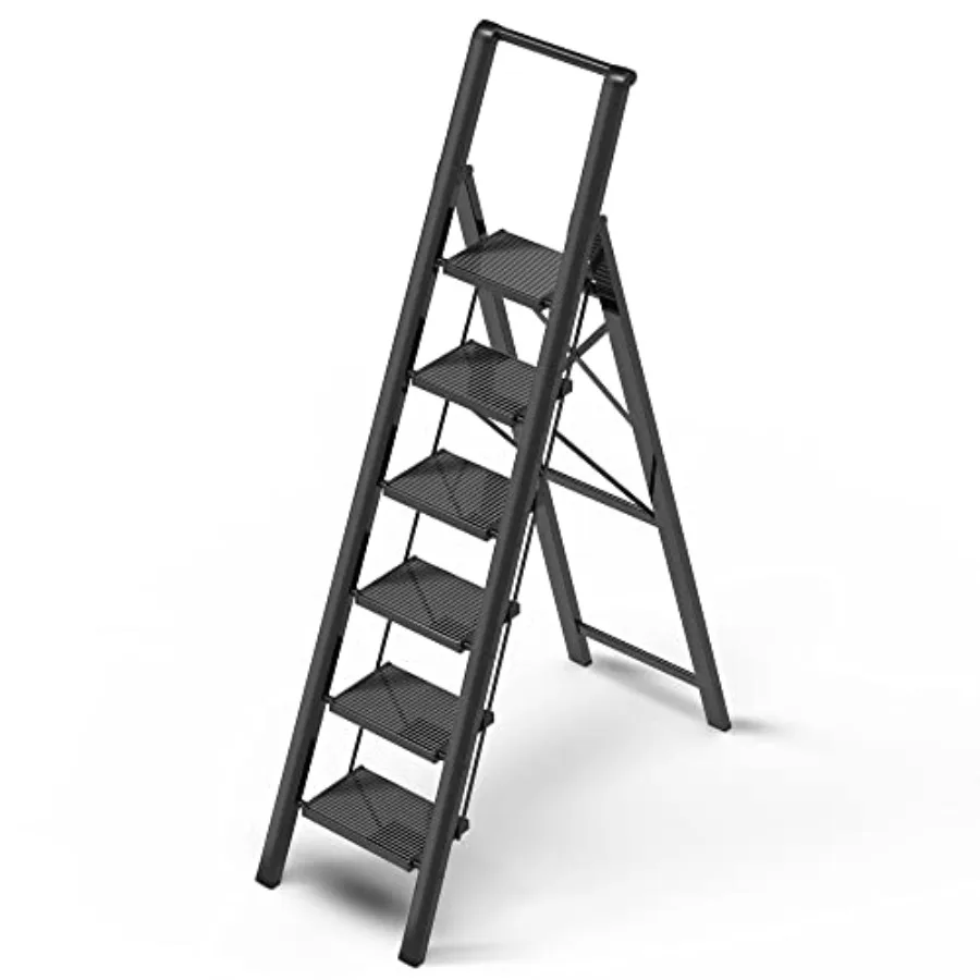 6 Step Ladder for 12 Feet High Ceiling: Lightweight Aluminum Folding Step Stool with Handgrip Anti-Slip Wide Pedal Space-Saving
6 Step Ladder for 12 Feet High Ceiling: Lightweight Aluminum Folding Step Stool with Handgrip Anti-Slip Wide Pedal Space-Saving