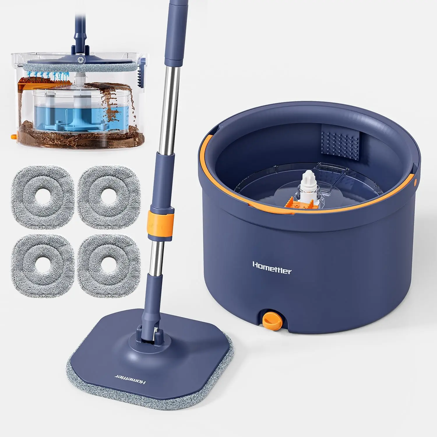 Spin Mop and Bucket Set, Mop Bucket with Separate Dirty Water System, Deep-Cleaning Mops for Floors/Wall, Versatile Mops
Spin Mop and Bucket Set, Mop Bucket with Separate Dirty Water System, Deep-Cleaning Mops for Floors/Wall, Versatile Mops