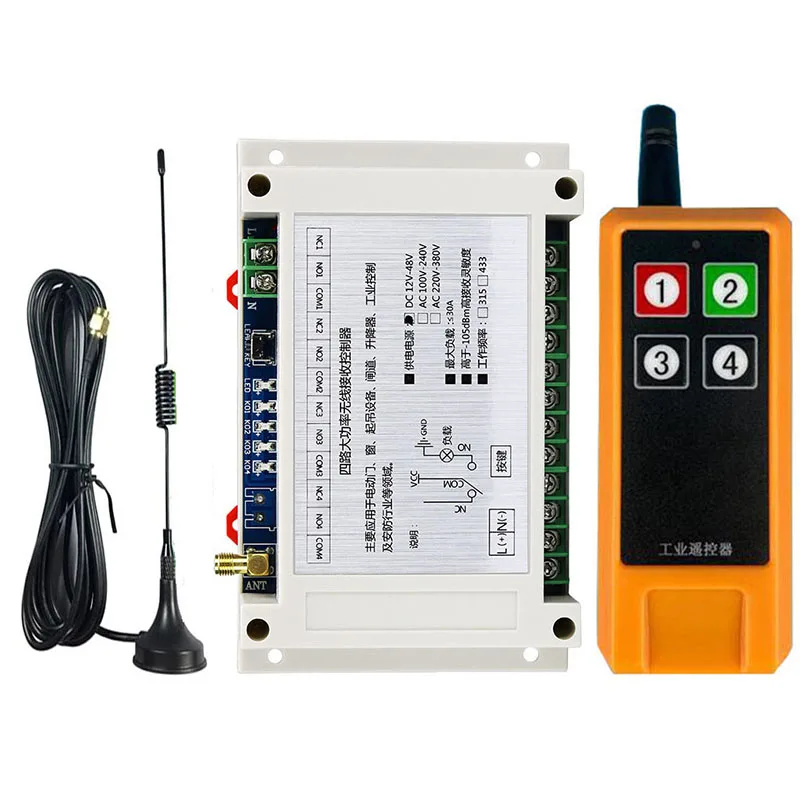DC 12V 24V 48V 4CH RF Wireless Remote Control Switch Radio Receiver With 2000M Long Distance Remote controller Suckers antenna
DC 12V 24V 48V 4CH RF Wireless Remote Control Switch Radio Receiver With 2000M Long Distance Remote controller Suckers antenna