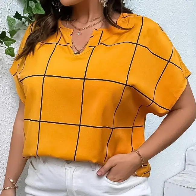 Large Size Women's Checkered Print T-Shirt Short Sleeve Citywalk Fashion Frock Other 100% Fabric Citywalk Style Zipper Side O...
Large Size Women's Checkered Print T-Shirt Short Sleeve Citywalk Fashion Frock Other 100% Fabric Citywalk Style Zipper Side O...
