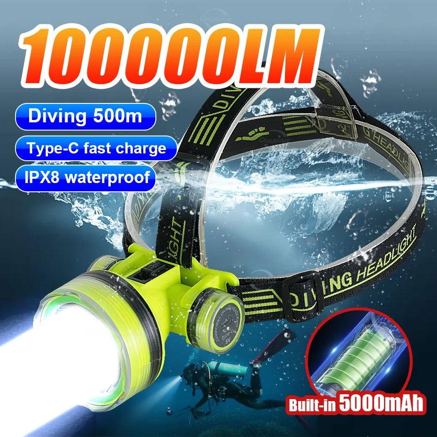 NEWEST Underwater Strong Light Diving Headlamp Professional Diving 500m Searchlight Rechargeable IPX8 Waterproof Head Flashlight
NEWEST Underwater Strong Light Diving Headlamp Professional Diving 500m Searchlight Rechargeable IPX8 Waterproof Head Flashlight