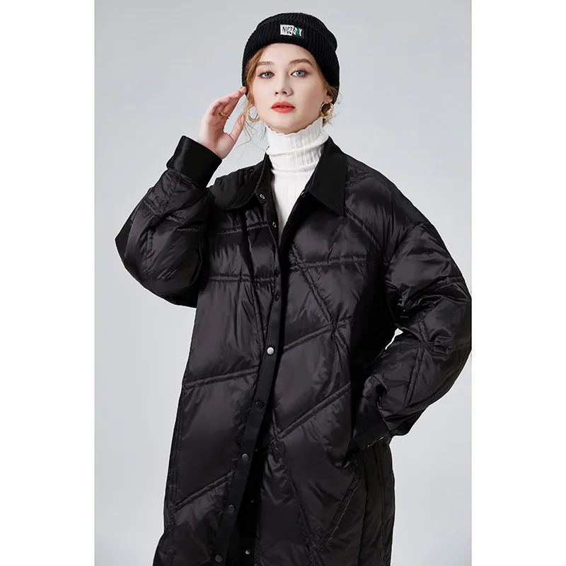 High-end down jacket women 2022 New fashion shiny surface shirt collar loose slimming lightweight mid-length fall winter coat
High-end down jacket women 2022 New fashion shiny surface shirt collar loose slimming lightweight mid-length fall winter coat