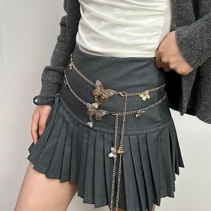 Изысканная поясная цепочка золотого цвета с бабочкой для женщин, винтажный металлический длинный пояс с кисточками, женские цепочки для тела Y2K, ювелирные аксессуары
Изысканная поясная цепочка золотого цвета с бабочкой для женщин, винтажный металлический длинный пояс с кисточками, женские цепочки для тела Y2K, ювелирные аксессуары
