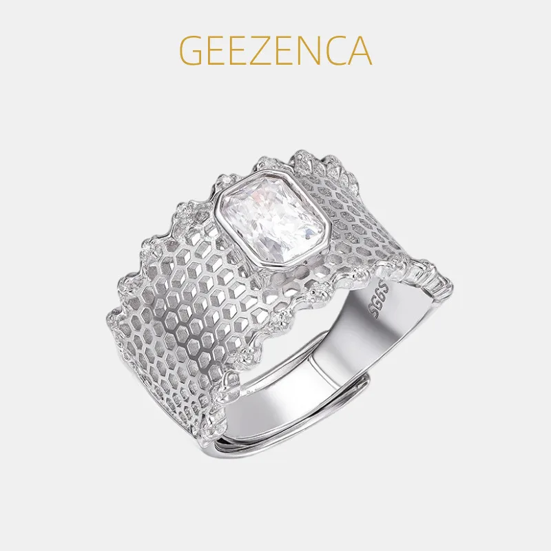 GEEZENCA 925 Sterling Silver Hollow Sparkling Moissanite 12MM Wide Open Ring For Women Dainty Chunky Statement Ring Party Gift
GEEZENCA 925 Sterling Silver Hollow Sparkling Moissanite 12MM Wide Open Ring For Women Dainty Chunky Statement Ring Party Gift