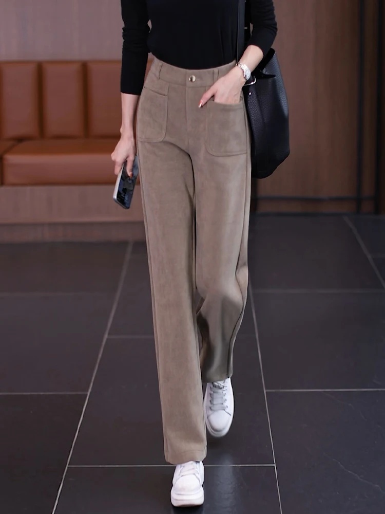 High Waist Wide Leg Pants Women's Autumn Winter Thickened Fleece Straight Cut Pants Korean Style Commute Fashion Casual Trousers
High Waist Wide Leg Pants Women's Autumn Winter Thickened Fleece Straight Cut Pants Korean Style Commute Fashion Casual Trousers