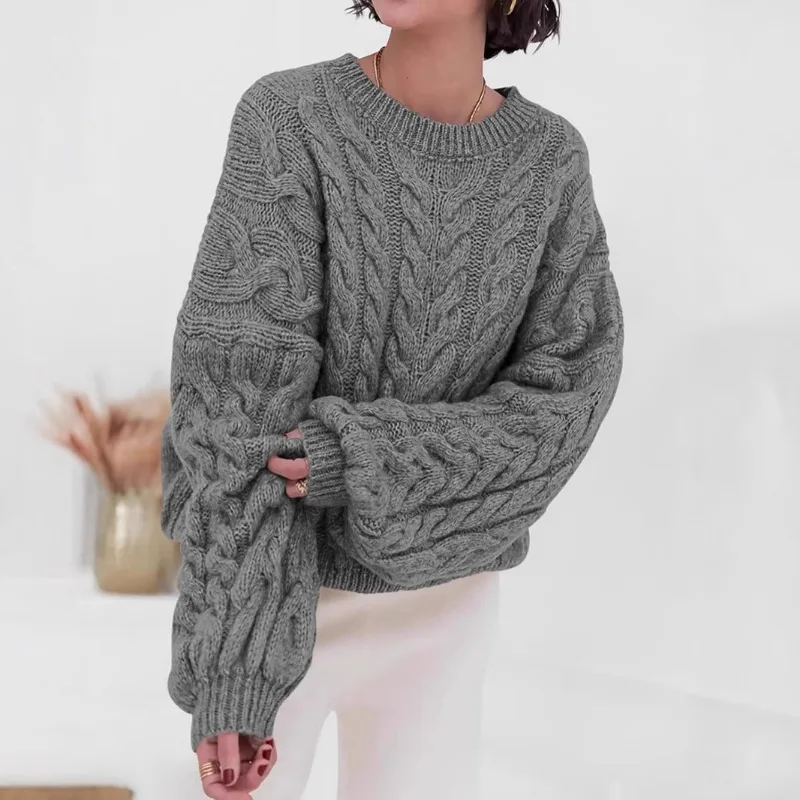 Sweater Autumn Winter New Commuting Thick Needle Hemp Flower Loose Pullover Round Neck Long Sleeve Sweater Women
Sweater Autumn Winter New Commuting Thick Needle Hemp Flower Loose Pullover Round Neck Long Sleeve Sweater Women