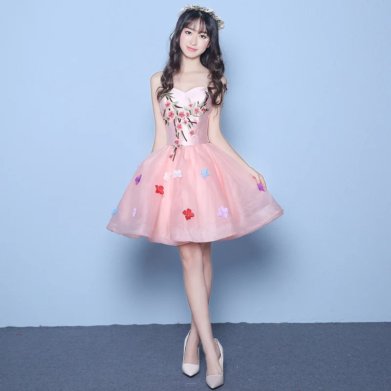 Sweet Pink Short Evening Dresses New Sexy Strapless Colorful Appliques Ball Gown Classic Sleeveless Party Dress Custom Made
Sweet Pink Short Evening Dresses New Sexy Strapless Colorful Appliques Ball Gown Classic Sleeveless Party Dress Custom Made