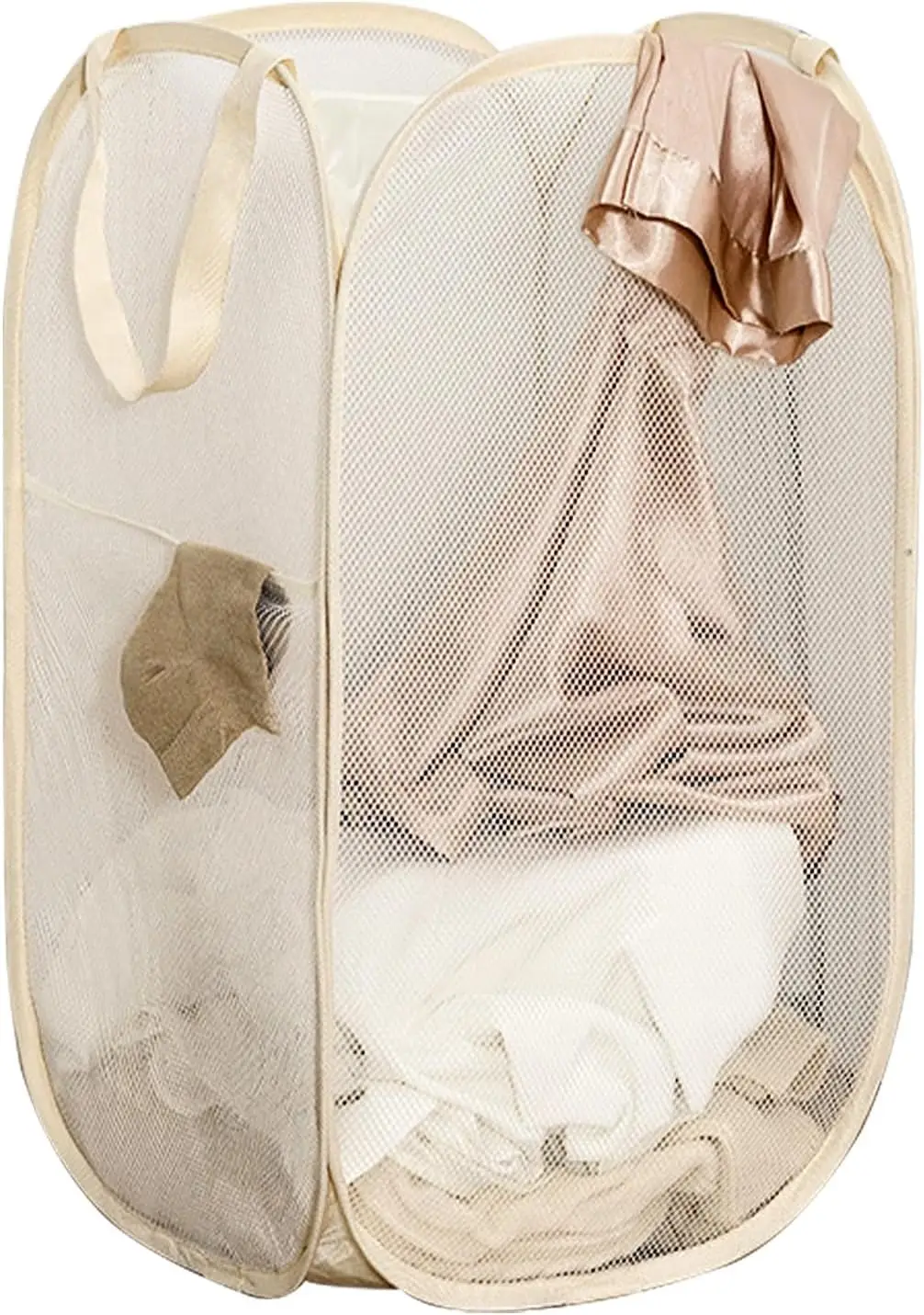 Pop Up Laundry Basket Folding Laundry Hamper Mesh Hamper Storage Bin for College Dorms, Travelling, Crusing, Camping, Beige
Pop Up Laundry Basket Folding Laundry Hamper Mesh Hamper Storage Bin for College Dorms, Travelling, Crusing, Camping, Beige