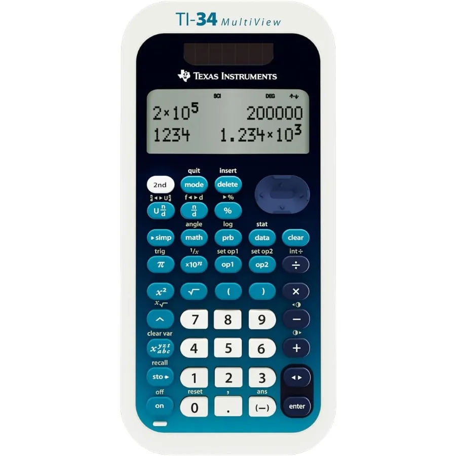 Научный калькулятор MultiView Texas Instruments TI34 для усовершенствованных математических и научных применений с многолинейным дисплеем и 
Научный калькулятор MultiView Texas Instruments TI34 для усовершенствованных математических и научных применений с многолинейным дисплеем и