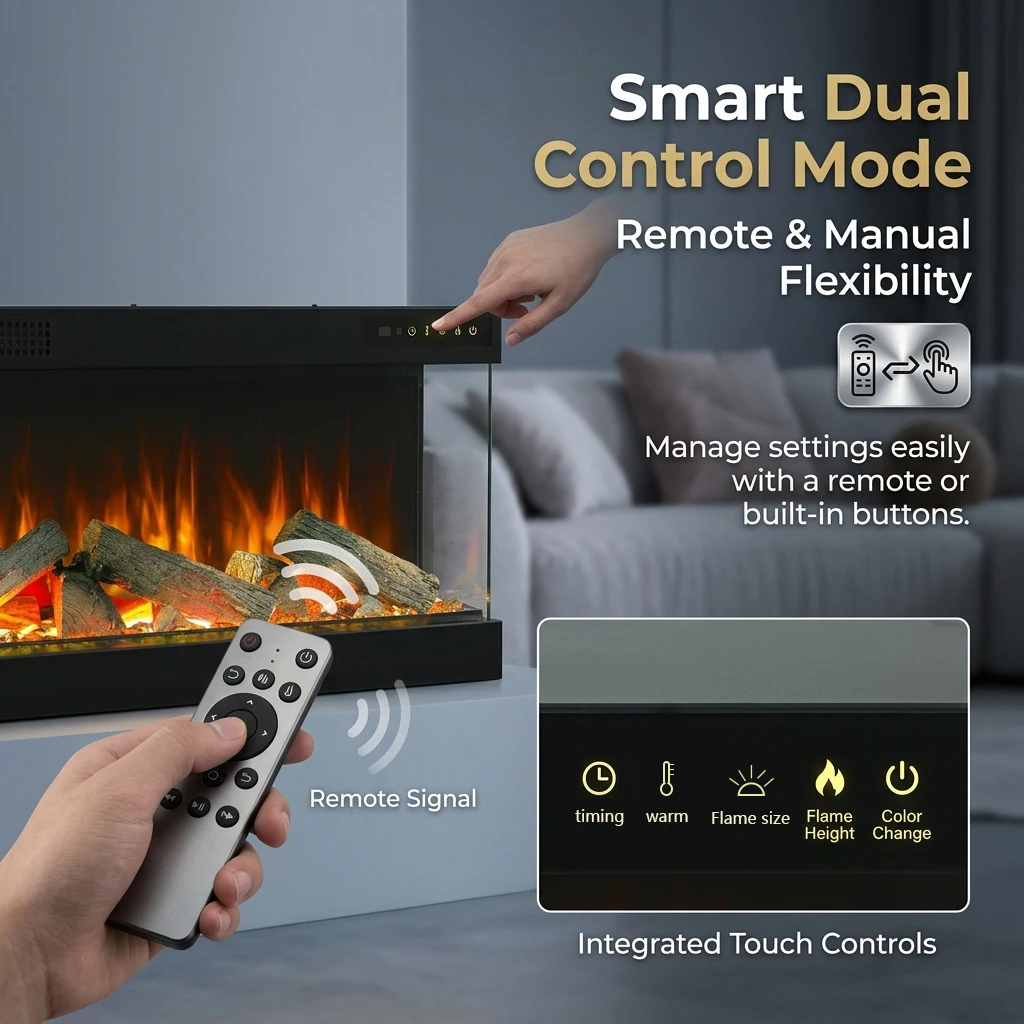 3-Sided Glass Electric Fireplace Insert, Freestanding & Wall Mounted, Smart Remote Control
3-Sided Glass Electric Fireplace Insert, Freestanding & Wall Mounted, Smart Remote Control