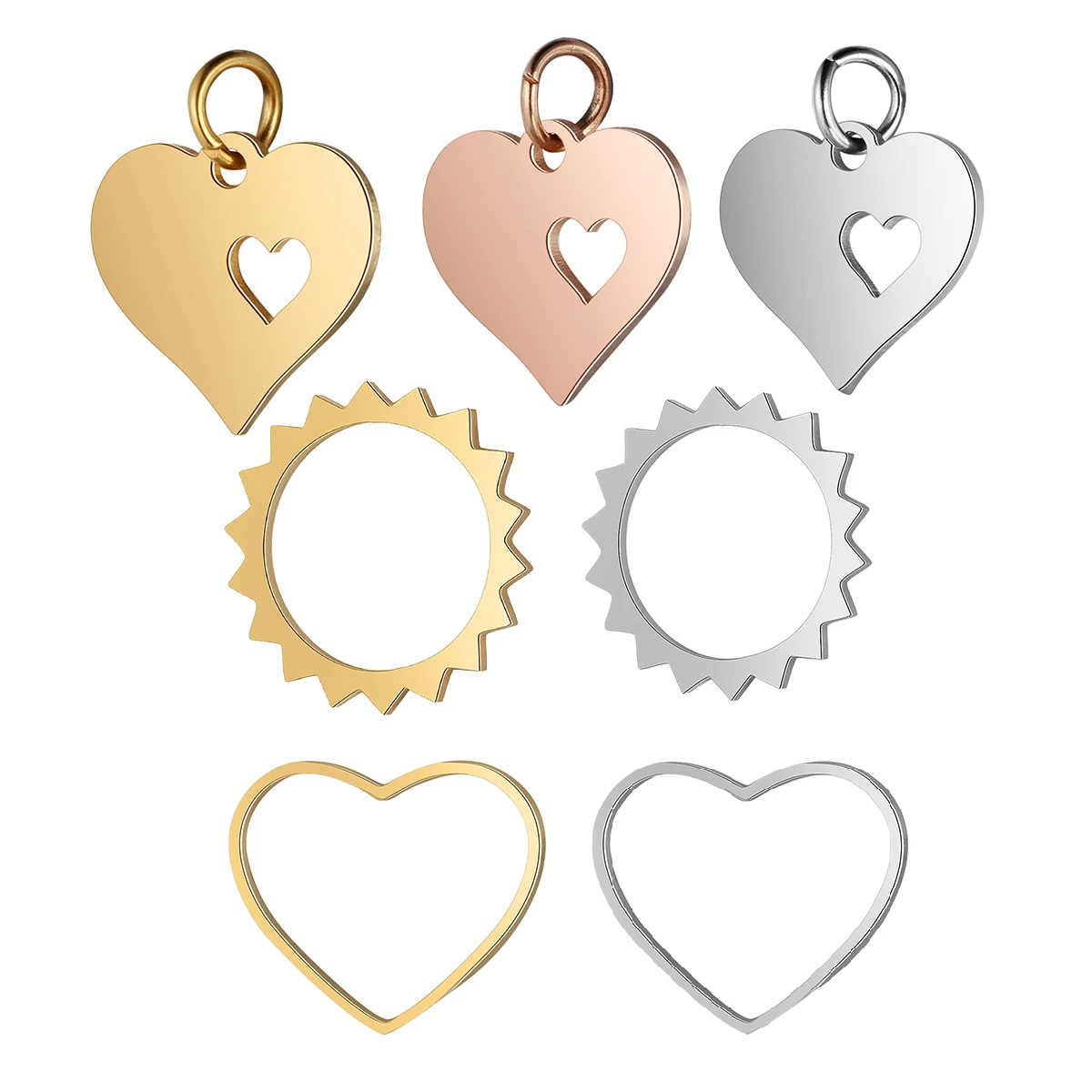 5Pcs Stainless Steel Heart Hollow Love-shape Sun Gold-plated Charms Pendant DIY Gifts Necklace Earrings Jewelry Making Supplies
5Pcs Stainless Steel Heart Hollow Love-shape Sun Gold-plated Charms Pendant DIY Gifts Necklace Earrings Jewelry Making Supplies