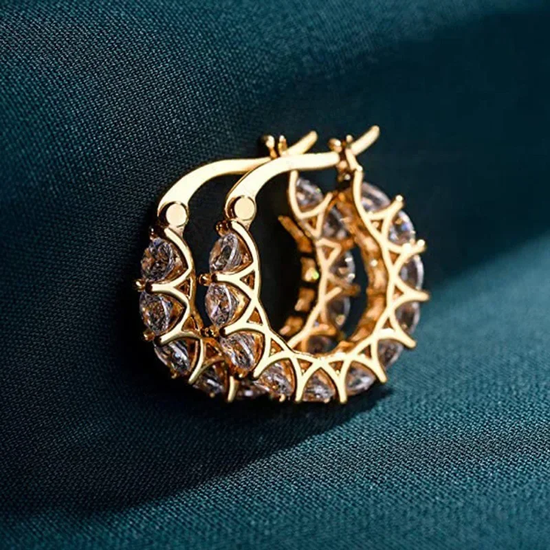 Cubic Zirconia Decor Hoop Earrings Copper Jewelry Gift for Women U Shape Earrings
Cubic Zirconia Decor Hoop Earrings Copper Jewelry Gift for Women U Shape Earrings