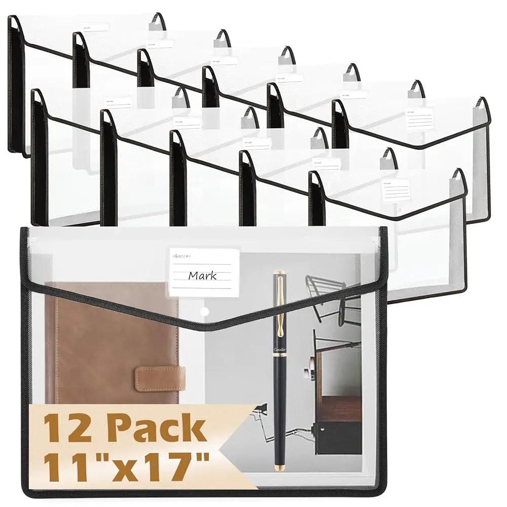 12 PCS 11 x 17 Inch Expandable Tabloid Size Document Folder with Label A3 Plastic Folders for Documents Black Expanding File
12 PCS 11 x 17 Inch Expandable Tabloid Size Document Folder with Label A3 Plastic Folders for Documents Black Expanding File
