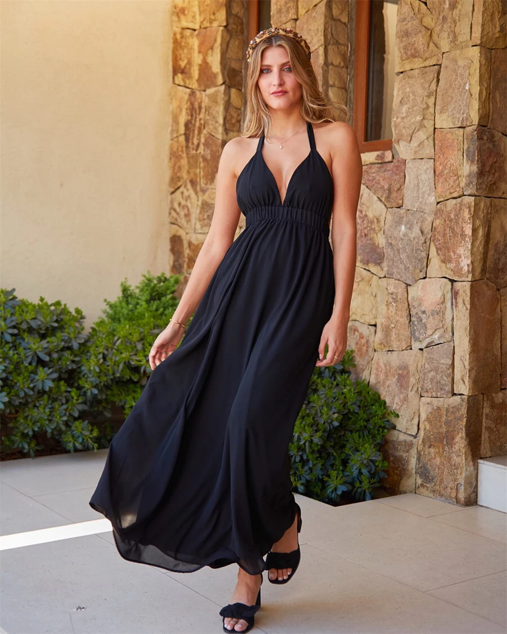 Customized Sexy Black Chiffon Evening Dress Halter Sleeveless Special Occasion Gowns Exquisite Party Dress High Qualit
Customized Sexy Black Chiffon Evening Dress Halter Sleeveless Special Occasion Gowns Exquisite Party Dress High Qualit