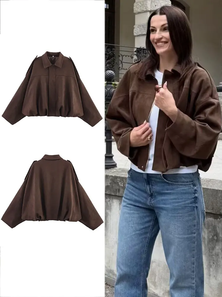 HH Women Vintage Coffee Brown Suede Coat Loose Casual Long Sleeve Zipper Jacket Autumn Fashion Lady High Street Outerwear
HH Women Vintage Coffee Brown Suede Coat Loose Casual Long Sleeve Zipper Jacket Autumn Fashion Lady High Street Outerwear