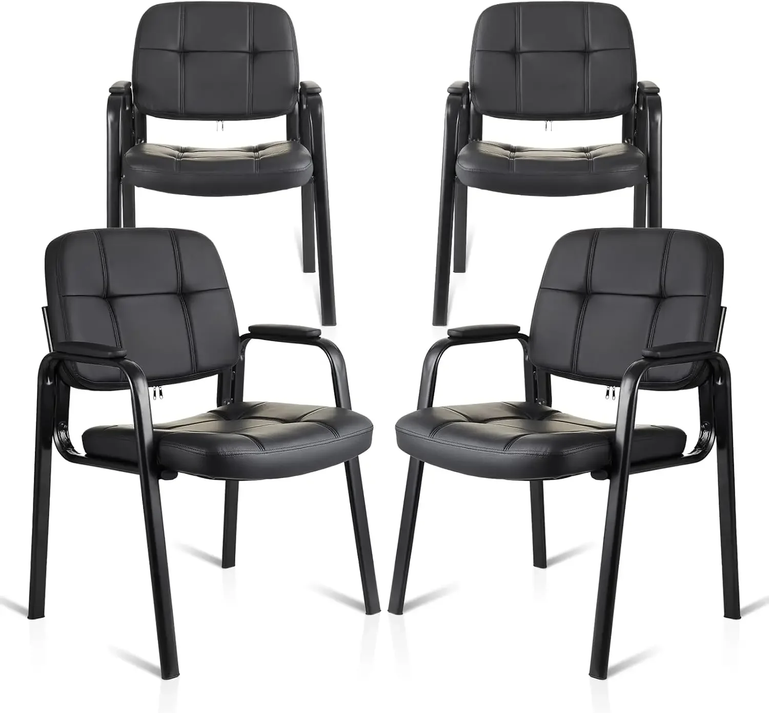 Four Pack Black Leather Guest Chairs Office Conference Reception
Four Pack Black Leather Guest Chairs Office Conference Reception