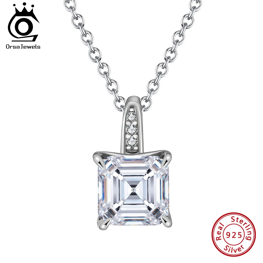 ORSA JEWELS Emerald Cut D Color Moissanite Diamand Pendant Necklace for Women 925 Sterling Silver Wedding Jewelry SMON06
ORSA JEWELS Emerald Cut D Color Moissanite Diamand Pendant Necklace for Women 925 Sterling Silver Wedding Jewelry SMON06