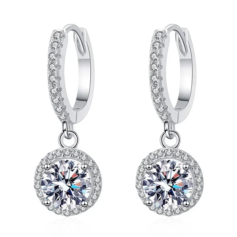 925 Sterling Silver 1 Carat Moissanite Round Earrings for Women Luxury Evening Style
925 Sterling Silver 1 Carat Moissanite Round Earrings for Women Luxury Evening Style