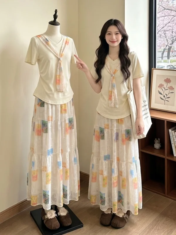plus Size Women's Summer Fashion Set Dopaamine Waist Cinched Short Sleeve Chiffon Skirt Two Piece Set Age Defying Trendy Ense...
plus Size Women's Summer Fashion Set Dopaamine Waist Cinched Short Sleeve Chiffon Skirt Two Piece Set Age Defying Trendy Ense...
