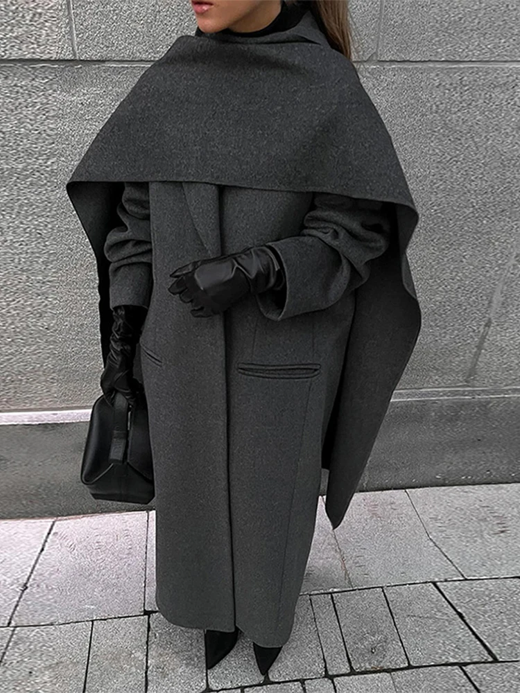 Classic Retro Grey Long Women's Coat with Scarf Fashion Casual Loose Solid Color Coats Winter Turndown Collar Women Outerwears
Classic Retro Grey Long Women's Coat with Scarf Fashion Casual Loose Solid Color Coats Winter Turndown Collar Women Outerwears