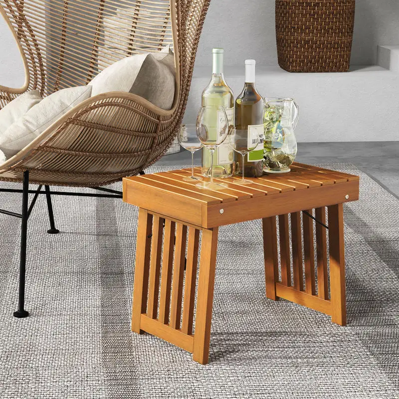 Patio Foldable Side Table with Slatted Tabletop for Backyard
Patio Foldable Side Table with Slatted Tabletop for Backyard