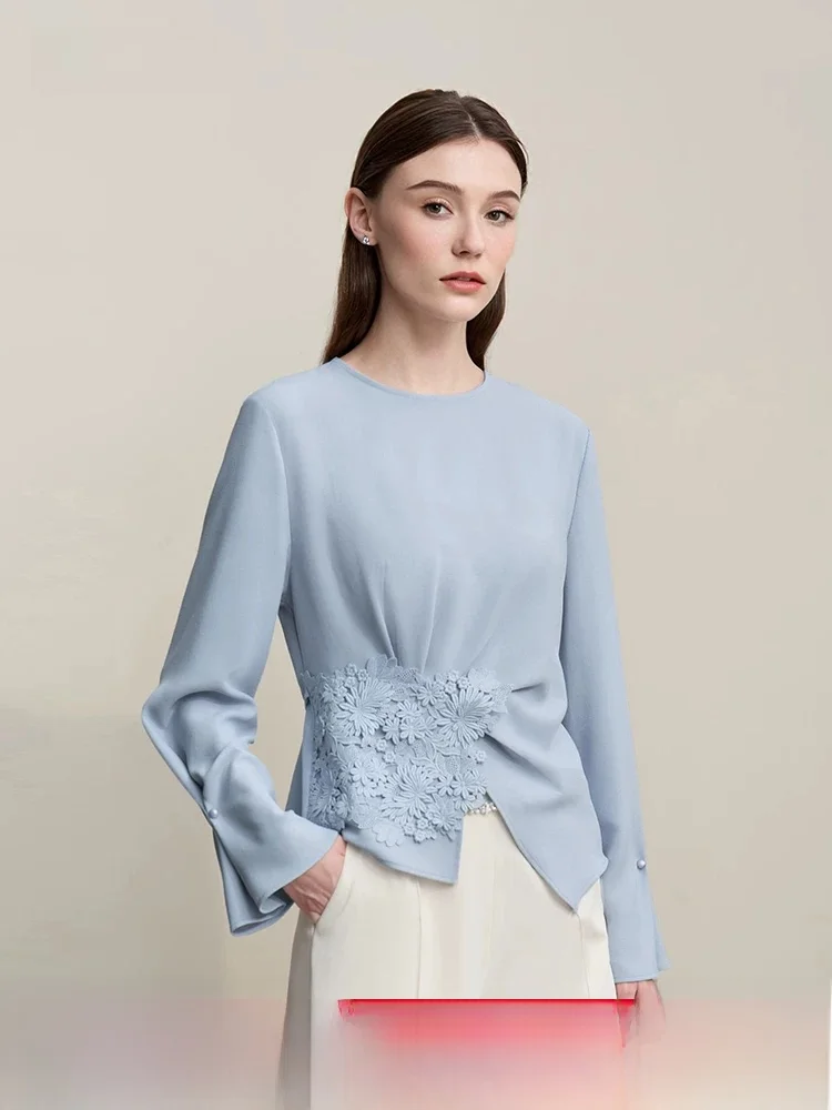 Elegant Commuter Style round Neck Lace Trim Belted Chiffon Top Women's Two-Way Sleeve Long Sleeve Loose Fit Daily Wear
Elegant Commuter Style round Neck Lace Trim Belted Chiffon Top Women's Two-Way Sleeve Long Sleeve Loose Fit Daily Wear