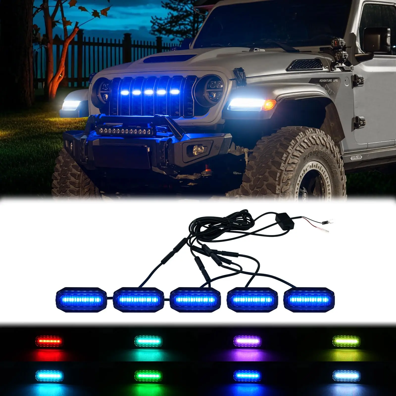 MAIKER RGB LED Grille Lights For 2024-2025 Jeep Wrangler JL JLU JT Original Factory Grille, 5PCS RGB Exterior Grill Light
MAIKER RGB LED Grille Lights For 2024-2025 Jeep Wrangler JL JLU JT Original Factory Grille, 5PCS RGB Exterior Grill Light