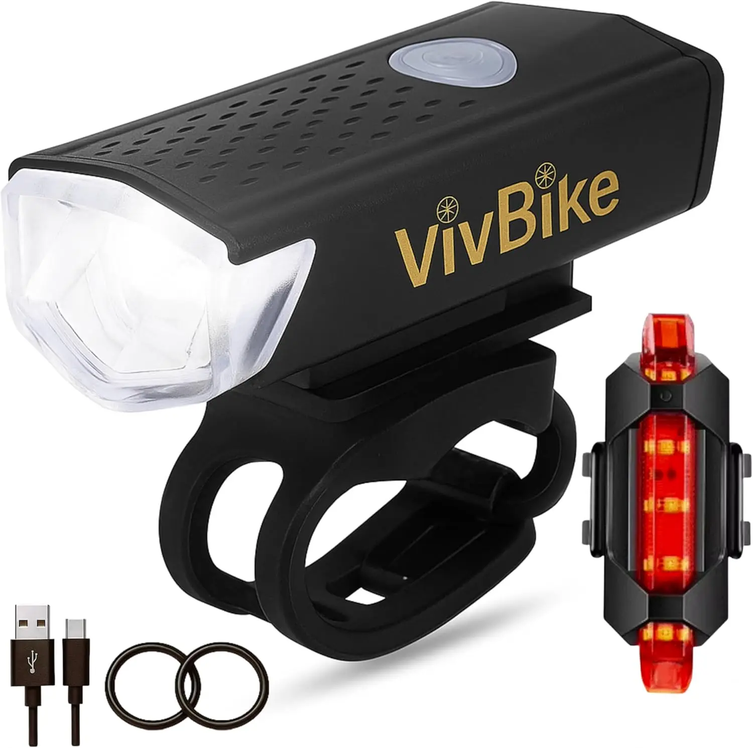 Rechargeable LED Bike Light Set, USB-C, Waterproof, 10H Battery, Universal Mount
Rechargeable LED Bike Light Set, USB-C, Waterproof, 10H Battery, Universal Mount