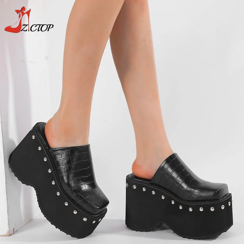 10cm Platform Slippers for Women Punk Wedges Chunky High Heels Sandals 2025 Summer Fashion Design Mules Shoes Slip-On
10cm Platform Slippers for Women Punk Wedges Chunky High Heels Sandals 2025 Summer Fashion Design Mules Shoes Slip-On