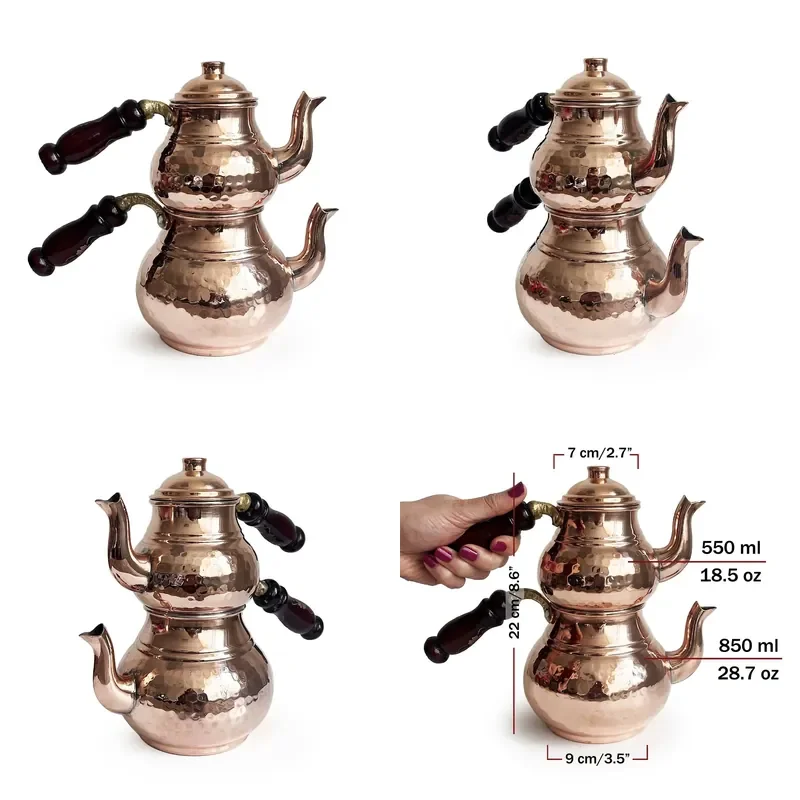 Handmade Hand Hammered Classic Copper Turkish Stovetop Kettle Teapot Set Shark Anatolia Brand for Hotel/Restaurant Use
Handmade Hand Hammered Classic Copper Turkish Stovetop Kettle Teapot Set Shark Anatolia Brand for Hotel/Restaurant Use