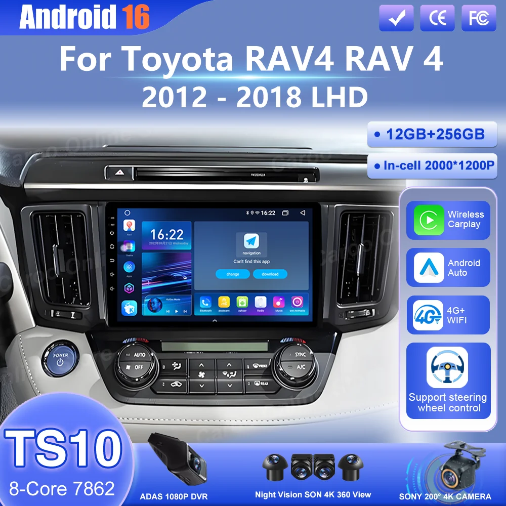 Android 16 Car DVD For Toyota RAV4 RAV 4 2012 2013 -2018 LHD Auto Multimedia Video Player Navigation GPS Head Unit Bluetooth 4G
Android 16 Car DVD For Toyota RAV4 RAV 4 2012 2013 -2018 LHD Auto Multimedia Video Player Navigation GPS Head Unit Bluetooth 4G