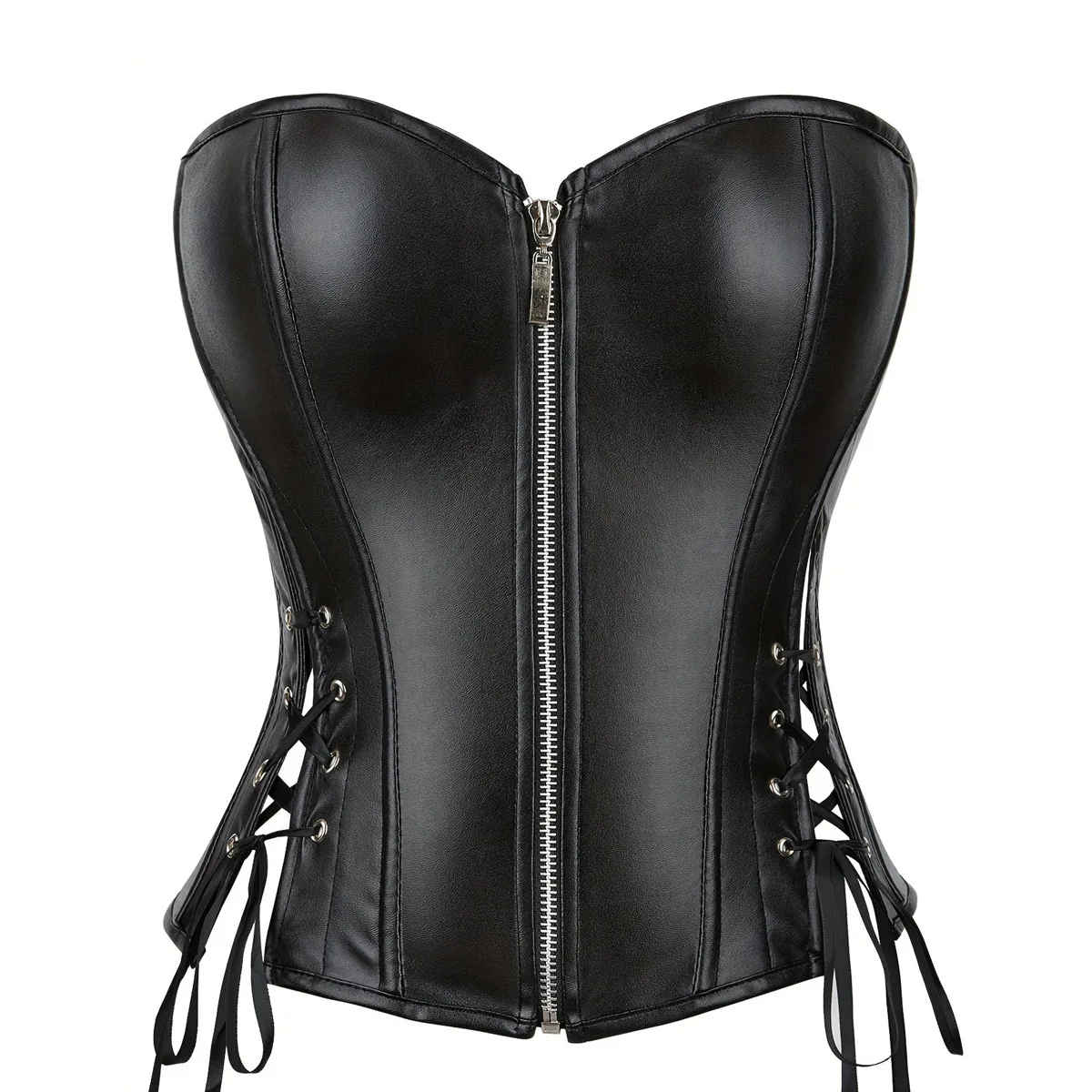Pu Leather Corset Waist Trainer Zipper Drawstring Vest Women Slim Fit Overbust Bustier Shapewear Steampunk Gothic Club Party Top 
Pu Leather Corset Waist Trainer Zipper Drawstring Vest Women Slim Fit Overbust Bustier Shapewear Steampunk Gothic Club Party Top
