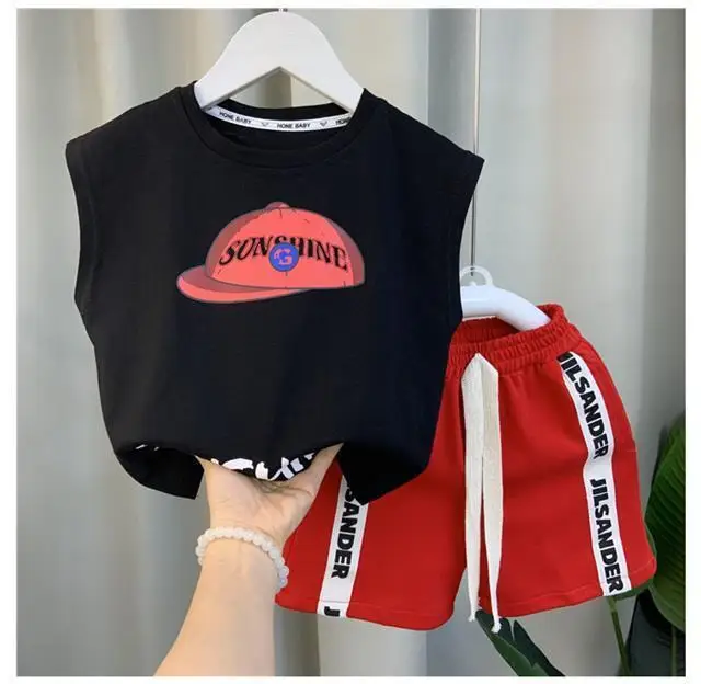 Summer Sleeveless Vest Set Cotton Shirt And Red Shorts 2pcs Kids Letter Clothes Baby Boys Tracksuit Children Fashion Outfit
Summer Sleeveless Vest Set Cotton Shirt And Red Shorts 2pcs Kids Letter Clothes Baby Boys Tracksuit Children Fashion Outfit
