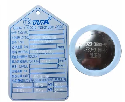 LF30-0.96-50 0.87 0.88 1.0 1.2 1.76 1.84 bursting discs for low-temperature storage tanks
LF30-0.96-50 0.87 0.88 1.0 1.2 1.76 1.84 bursting discs for low-temperature storage tanks