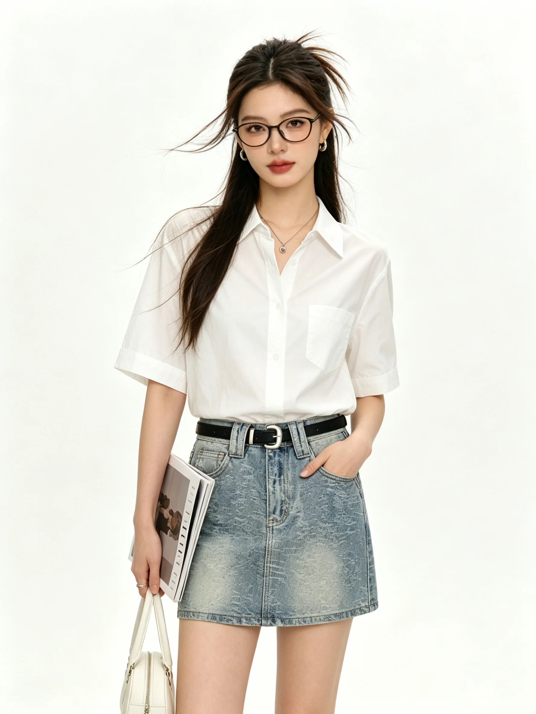 Korean Style Washed Denim Shorts Zipper Fit Summer Simple Retro American Short Skirt Women's Jeans High Waist Straight Leg Blue
Korean Style Washed Denim Shorts Zipper Fit Summer Simple Retro American Short Skirt Women's Jeans High Waist Straight Leg Blue