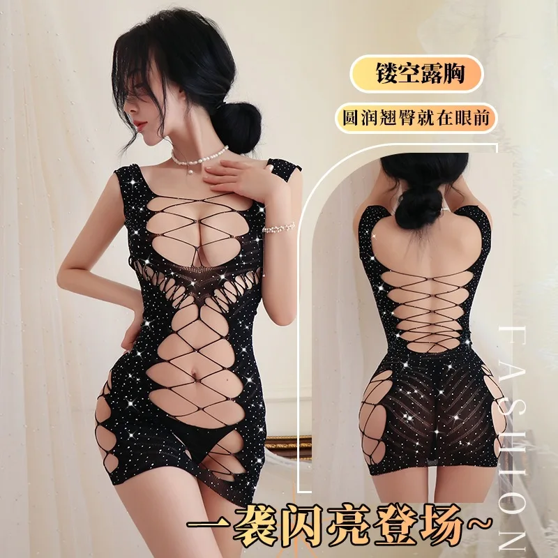 Long Night Sexy Lingerie Hot Girl Mesh Dress with Rhinestones Christmas Uniform Tight-Fitting Bodycon Skirt Women 5213
Long Night Sexy Lingerie Hot Girl Mesh Dress with Rhinestones Christmas Uniform Tight-Fitting Bodycon Skirt Women 5213