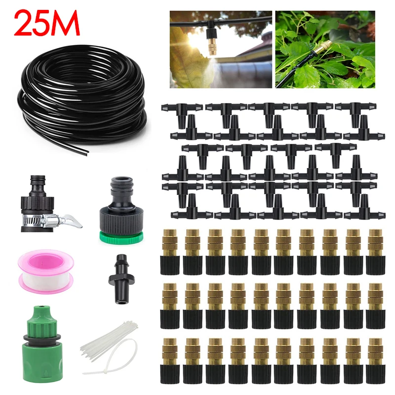 25M Outdoor Misting Cooling System Kit Garden Irrigation Watering Brass Atomizer 30 Nozzles 4/7mm Hose for Patio Greenhouse
25M Outdoor Misting Cooling System Kit Garden Irrigation Watering Brass Atomizer 30 Nozzles 4/7mm Hose for Patio Greenhouse