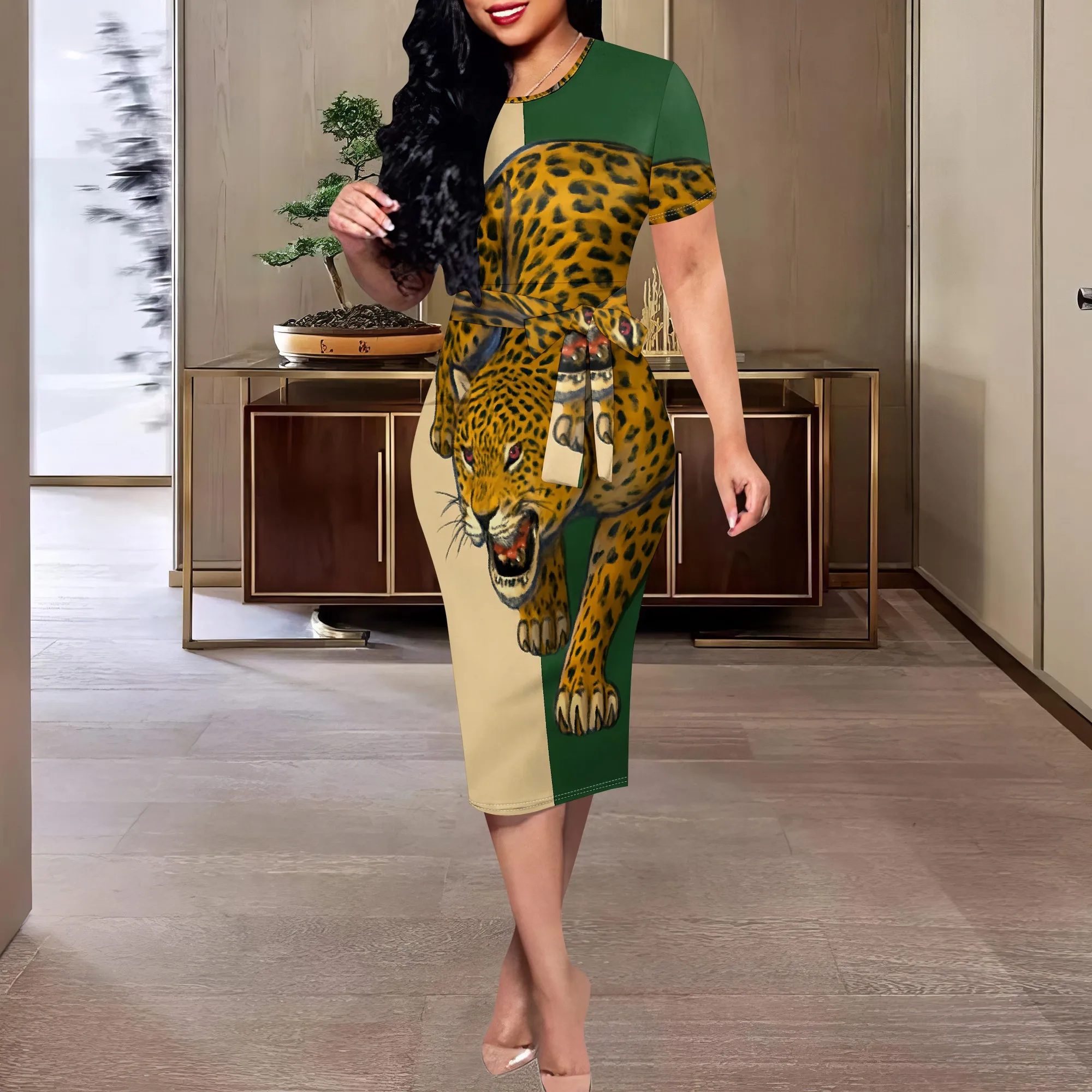 Afro Leopard Graphic Dress XS-3XL Short Sleeve Belted Midi Style for Juneteenth, Cultural Parade or Bold Streetwear Look
Afro Leopard Graphic Dress XS-3XL Short Sleeve Belted Midi Style for Juneteenth, Cultural Parade or Bold Streetwear Look