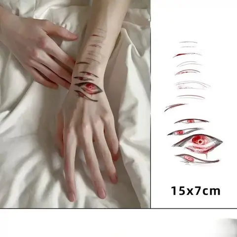 Terrifying Dense Red Eyes Temporary Tattoos Cover The Scar Art Strange Tatoo Waterproof Fake Tattoo Sticker for Woman Man